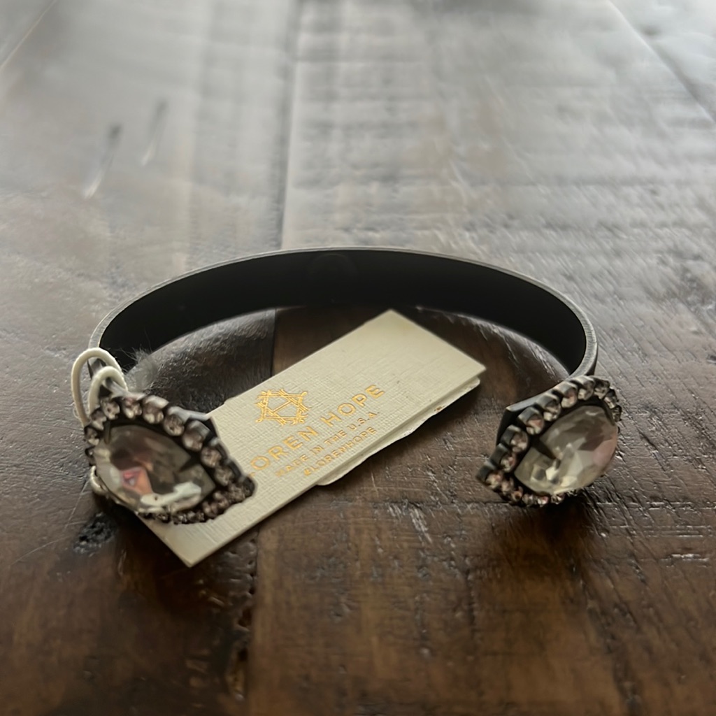 Loren Hope Small Sarra Cuff Bracelet Brass Clear Stones 30$
